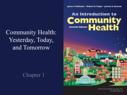 Community Health: Yesterday, Today, and Tomorrow