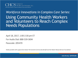 National Webinar Series: Workforce Innovations in Complex Care