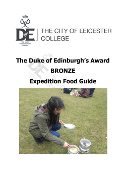 The Duke of Edinburgh`s Award BRONZE Expedition Food Guide
