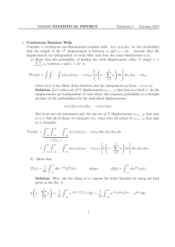 763620SS STATISTICAL PHYSICS Solutions 2 Autumn