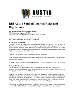RBI Austin Softball Internal Rules and Regulations