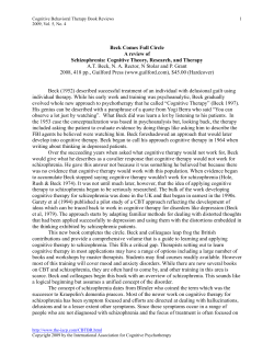 Schizophrenia: Cognitive Theory, Research, and Therapy