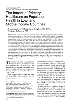 The Impact of Primary Healthcare on Population Health in Low