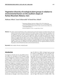 Vegetation diversity of ecological plant groups in