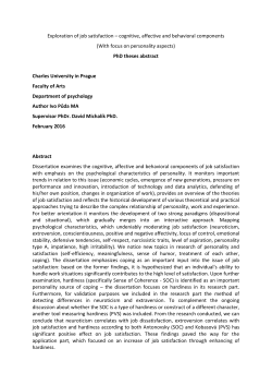Exploration of job satisfaction &ndash; cognitive, affective and behavioral
