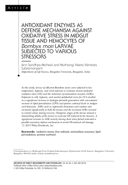 ANTIOXIDANT ENZYMES AS DEFENSE MECHANISM AGAINST