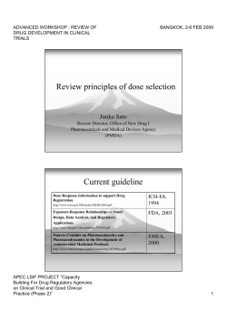 Review principles of dose selection Current guideline