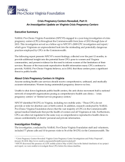 Crisis Pregnancy Centers Revealed, Part II: An Investigative Update