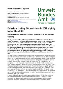 Emissions trading: CO2 emissions in 2012 slightly higher than 2011