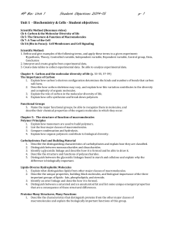 AP Bio: Unit 1 Student Objectives 2014-15 p. Unit 1