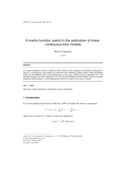Idescat. SORT. A matrix function useful in the estimation of linear