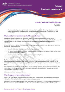 Privacy and start-up businesses