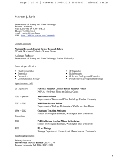 Michael Zanis plant biologist CV