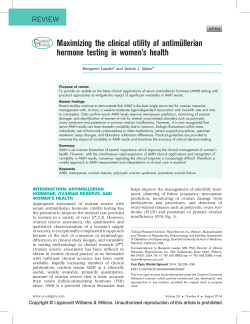Maximizing the clinical utility of antimu&uml;llerian