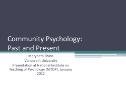Community Psychology: Past and Present