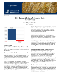 March 2016 2016 Costs and Returns for Irrigated Barley Summit