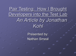 Pair Testing: How I Brought Developers into the Test Lab An Article