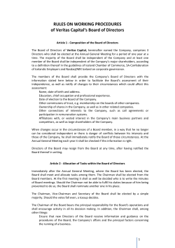 RULES ON WORKING PROCEDURES of Veritas Capital`s Board of