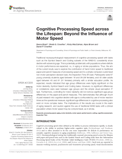 Cognitive Processing Speed across the Lifespan: Beyond