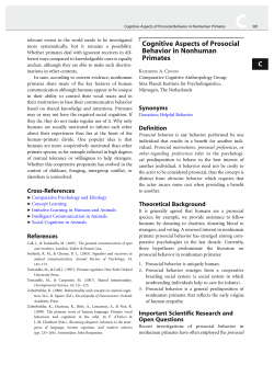 Cognitive Aspects of Prosocial Behavior in Nonhuman Primates