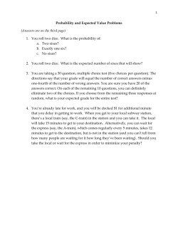 Probability and Expected Value Problems (Answers are on the third