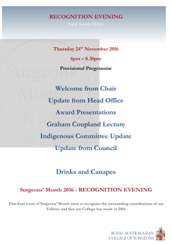 from Chair Update from Head Office Award Presentations Graham
