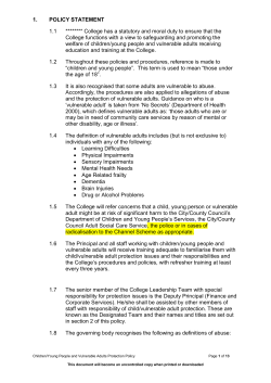 Senior Staff Members with Lead Responsibility for Child/Vulnerable