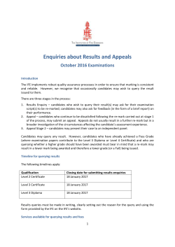 Enquiries about Results and Appeals October 2016 Examinations