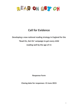 Call for evidence for The National Reading Strategy