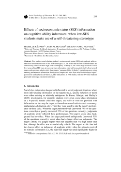 Effects of socioeconomic status (SES) information on cognitive