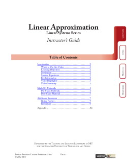 Linear Approximations Instructor Guide