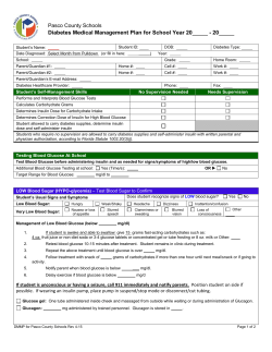 Medical Management Plan Diabetes