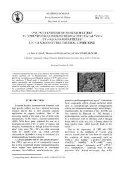 ONE-POT SYNTHESIS OF HANTZSCH ESTERS AND