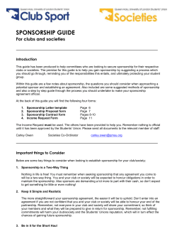 SPONSORSHIP GUIDE For clubs and societies