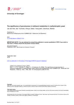 University of Groningen The significance of peroxisomes in