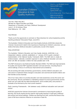 Role of ACECQA - Department of Education and Training Victoria