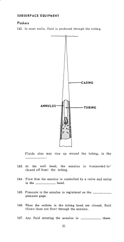 142. In most wells, fluid is produced through the tubing. 143. At the
