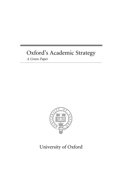 Oxford`s Academic Strategy: A Green Paper
