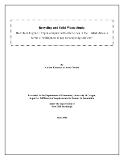 Recycling and Solid Waste Study - University of Oregon Economics