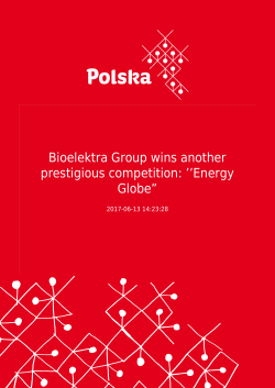 Bioelektra Group wins another prestigious competition: ``Energy Globe&rdquo;