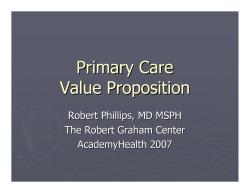 Primary Care Value Propositions