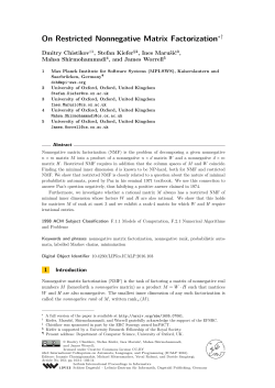 On Restricted Nonnegative Matrix Factorization - DROPS