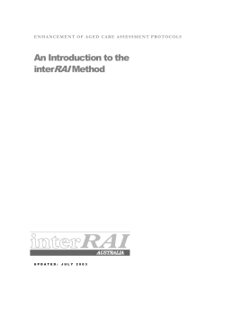 Standardisation of Aged Care Assessment