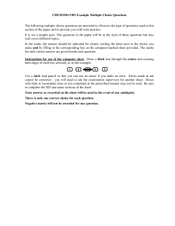 CHEM1901/1903 Example Multiple Choice Questions The following