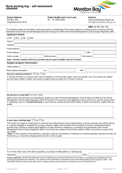 Rural working dog &ndash; self assessment checklist