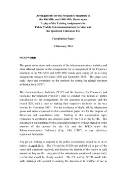 Arrangements for the Frequency Spectrum in the 900 MHz and 1800