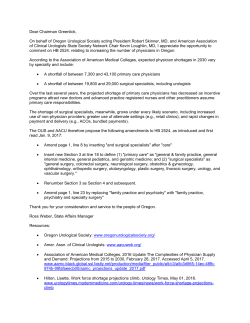 Dear Chairman Greenlick, On behalf of Oregon Urological Society