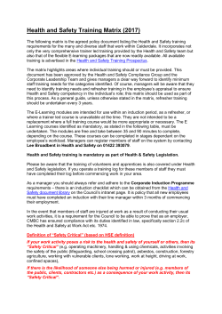 Health and Safety Training Matrix (2017)