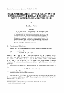 CHARACTERIZATION OF THE SOLUTIONS OF MULTIOBJECTIVE