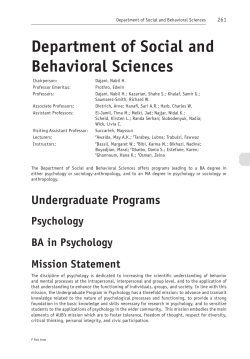 Department of Social and Behavioral Sciences